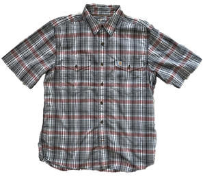 Carhartt Force Button Up Shirt Mens Large Plaid Short Sleeve Relaxed Fit